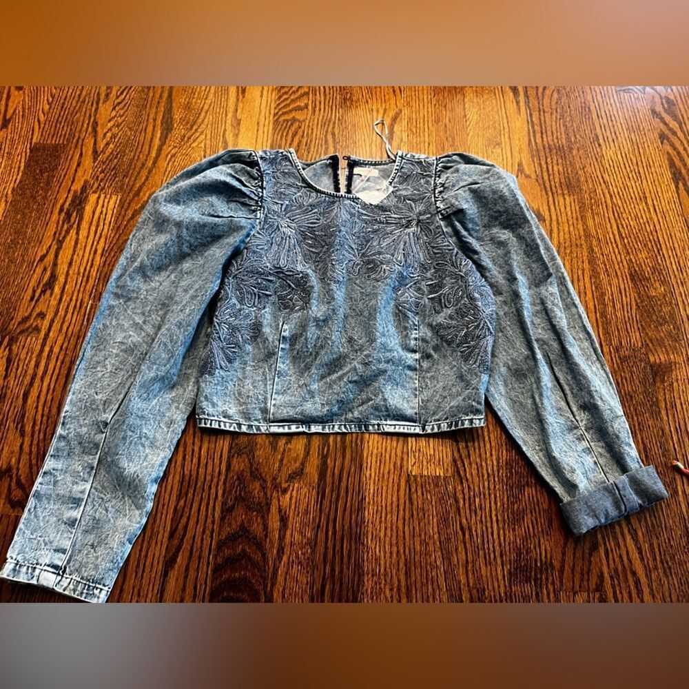 Anthropologie Pilcro Denim Long Sleeve Blouse Medium - Picture 2 of 3